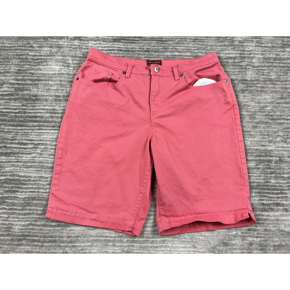 Duck Head Shorts 12 Pink Denim Embroidered Cotton Blend Casual